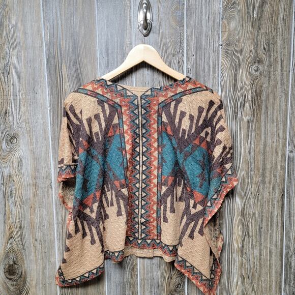 Western Aztec Native American Cropped Tunic Shirt Womens S Gossip Girl Cowgirl - Picture 2 of 11